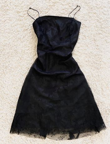 Черное Вечернее Платье с Кружевом S-M