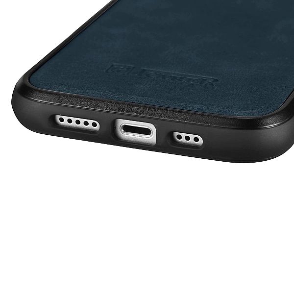iCarer Leather Oil Wax etui pokryte naturalną skórą do iPhone 14 Pro n