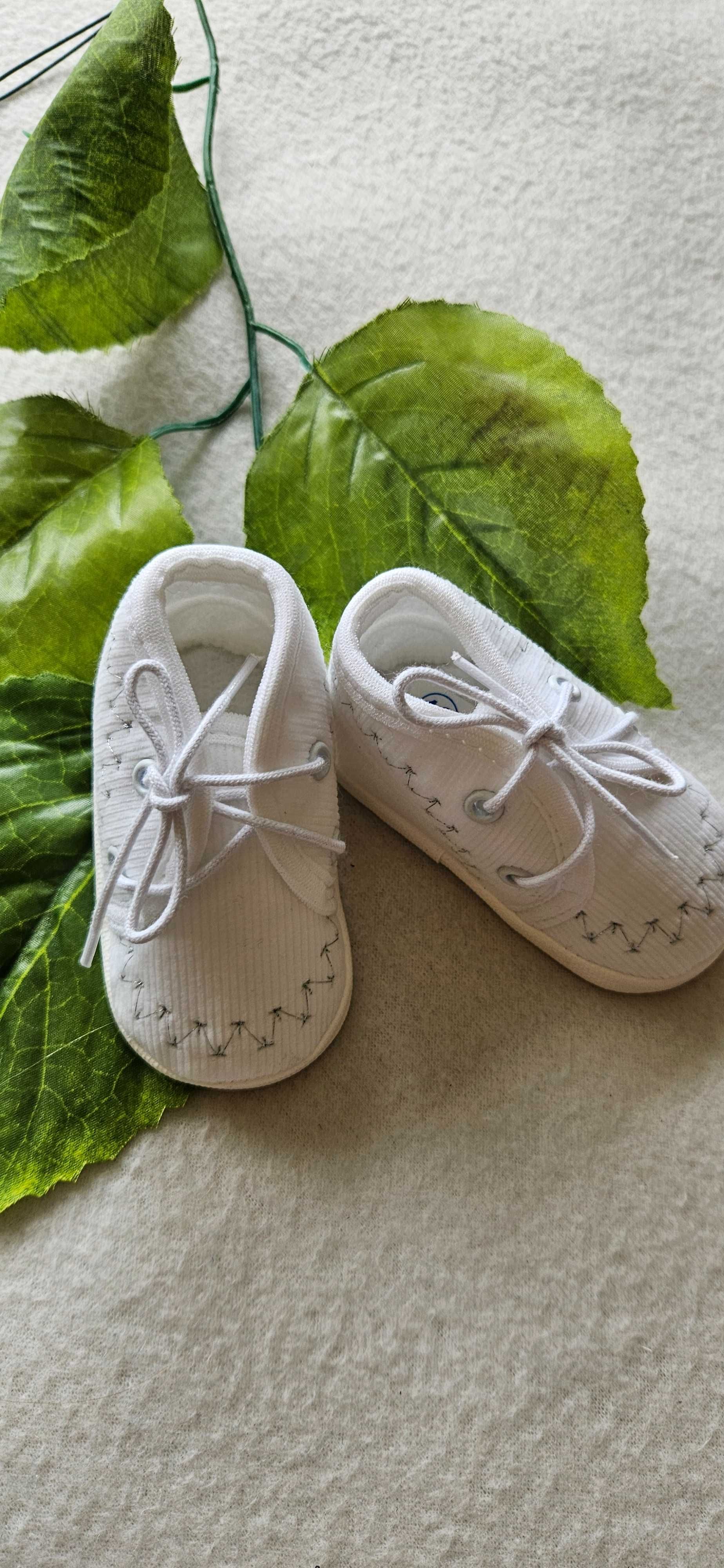 10cm buty buciki dla niemowląt do chrztu białe niemowlęce wiązane