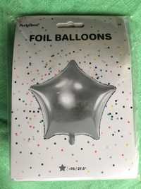 Balon foliowy GWIAZDA duża srebrna 70cm • 10 sztuk • na hel i powi