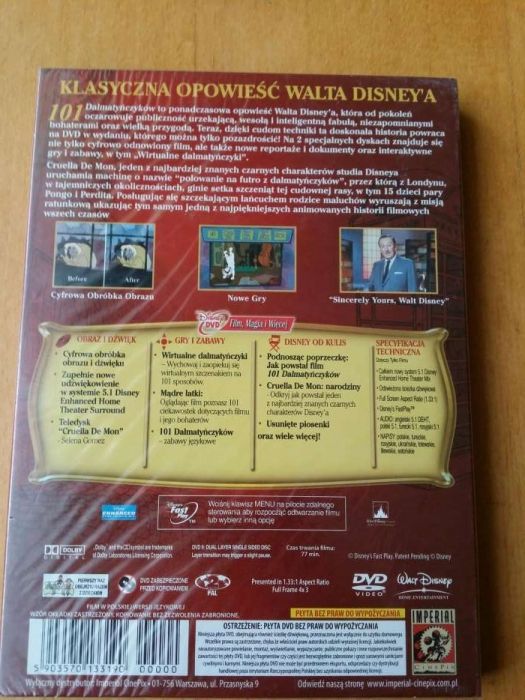101 dalmatyńczyków DVD wydanie specjalne polski dubbing. Nowe .folia
