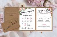 Folderowe zaproszenia ślubne Różowe Kwiaty