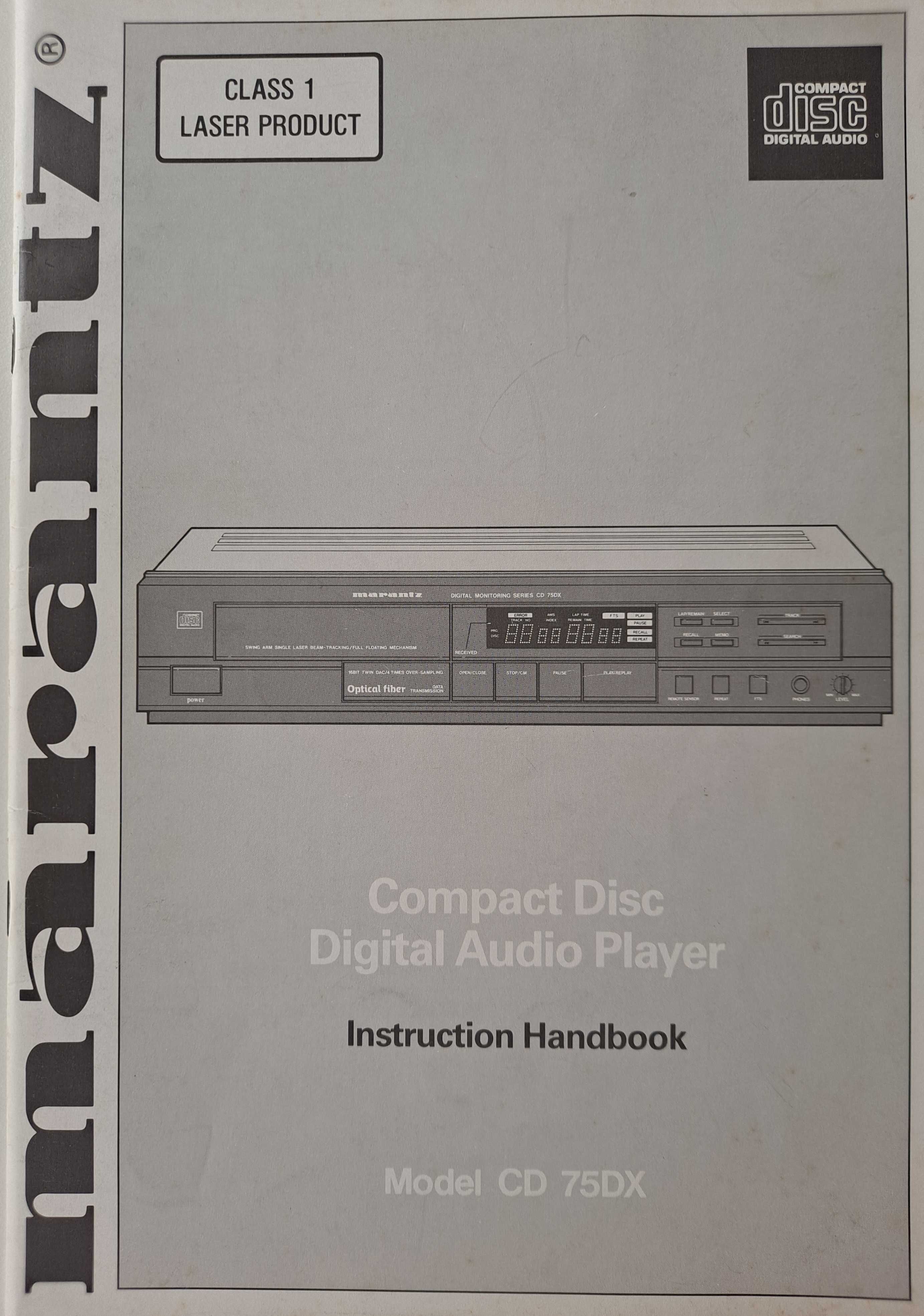 Leitor de CD’s marca MARANTZ, modelo CD 75DX com comando