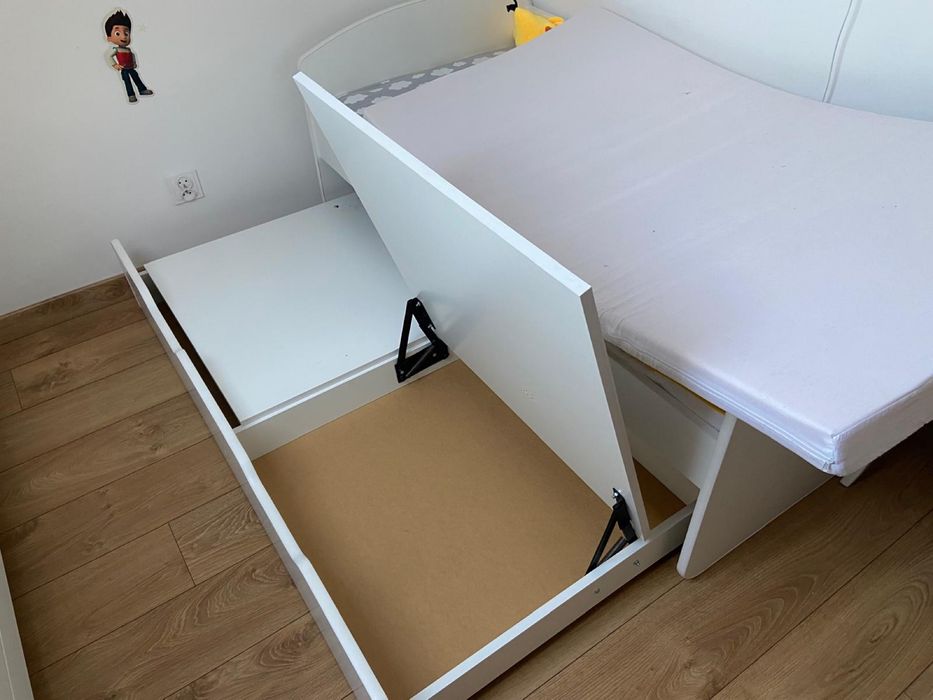 Łóżko dziecięce podwójne z pojemnikiem i materacem 80x160