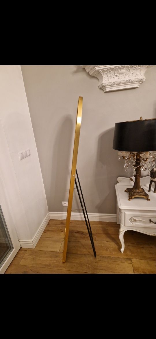 Lustro stojące w zlotej aluminiowej ramie 165x50