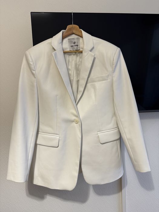 Молочний жакет оверсайз з еко-шкіри cici coco