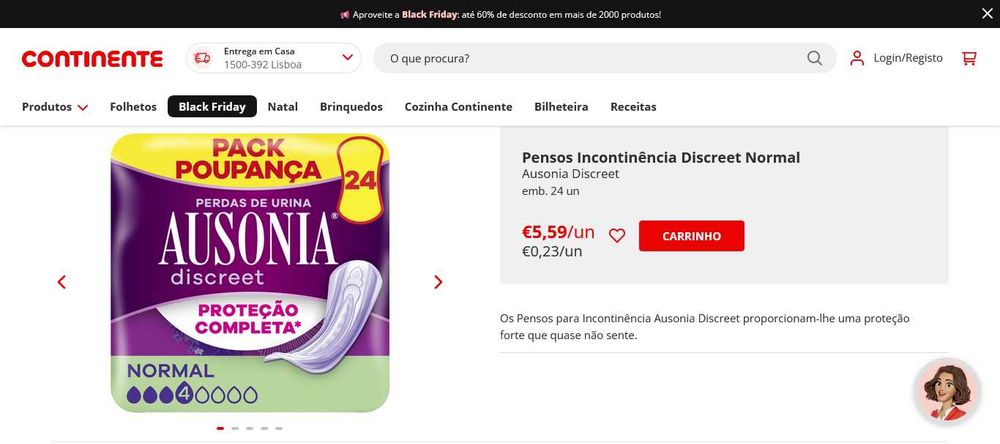 2 Packs Pensos Incontinência Ausonia Discreet
