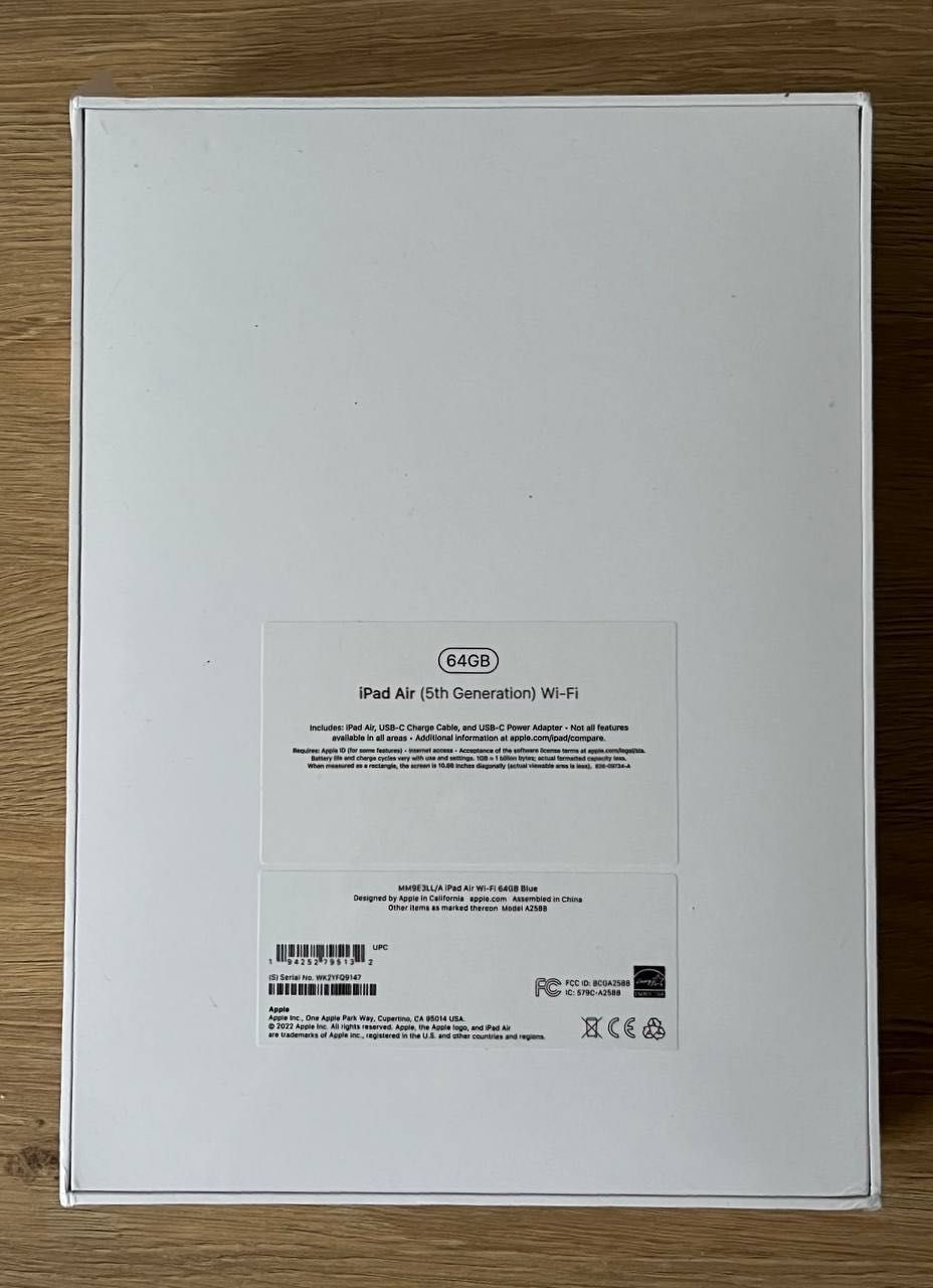 Новий планшет Apple iPad Air 2022 Wi-Fi 64GB Blue (MM9E3)