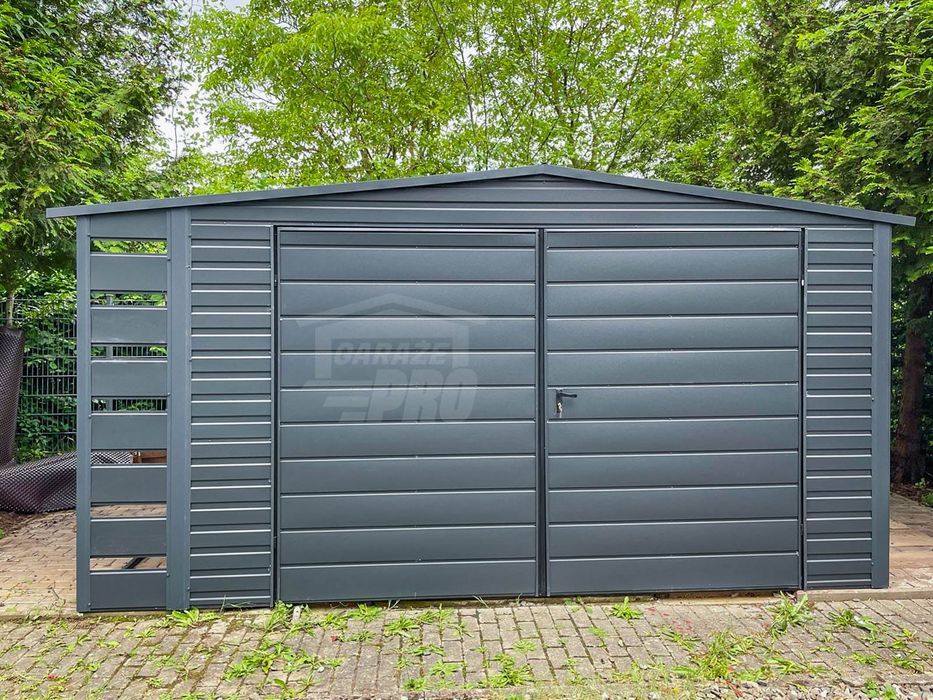 Schowek  Domek Ogrodowy 4x3m + Wiata 0,5m - Brama Dwuskrzydłowa GP419