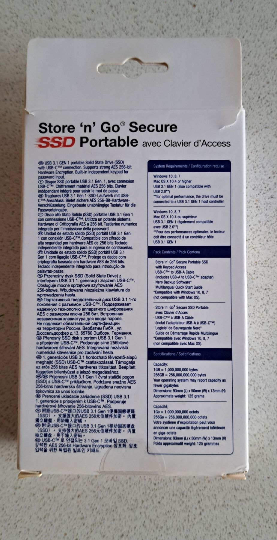 Disco externo Verbatim 256G SSD - Novo