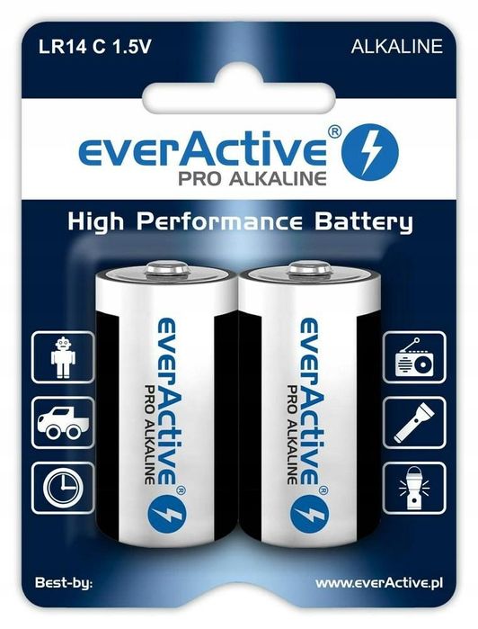 baterie alkaliczne everactive c (r14) 2 szt. pojemność 8000 mah 1.5v