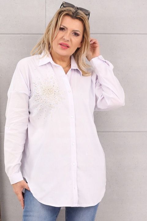 Koszula Jeansowa Damska Duże Rozmiary Elegancka Długa Oversize Stylowa