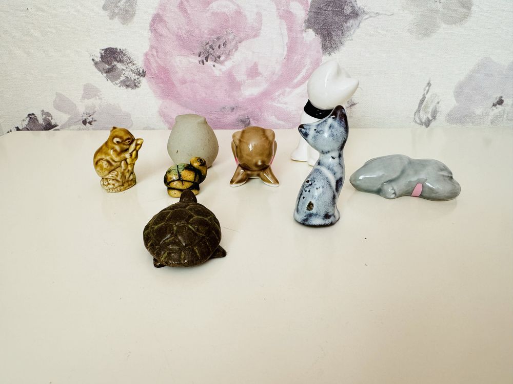 Porcelanowe figurki zwierząt kot,żółw,miś,sowa,słonik,małe figurki