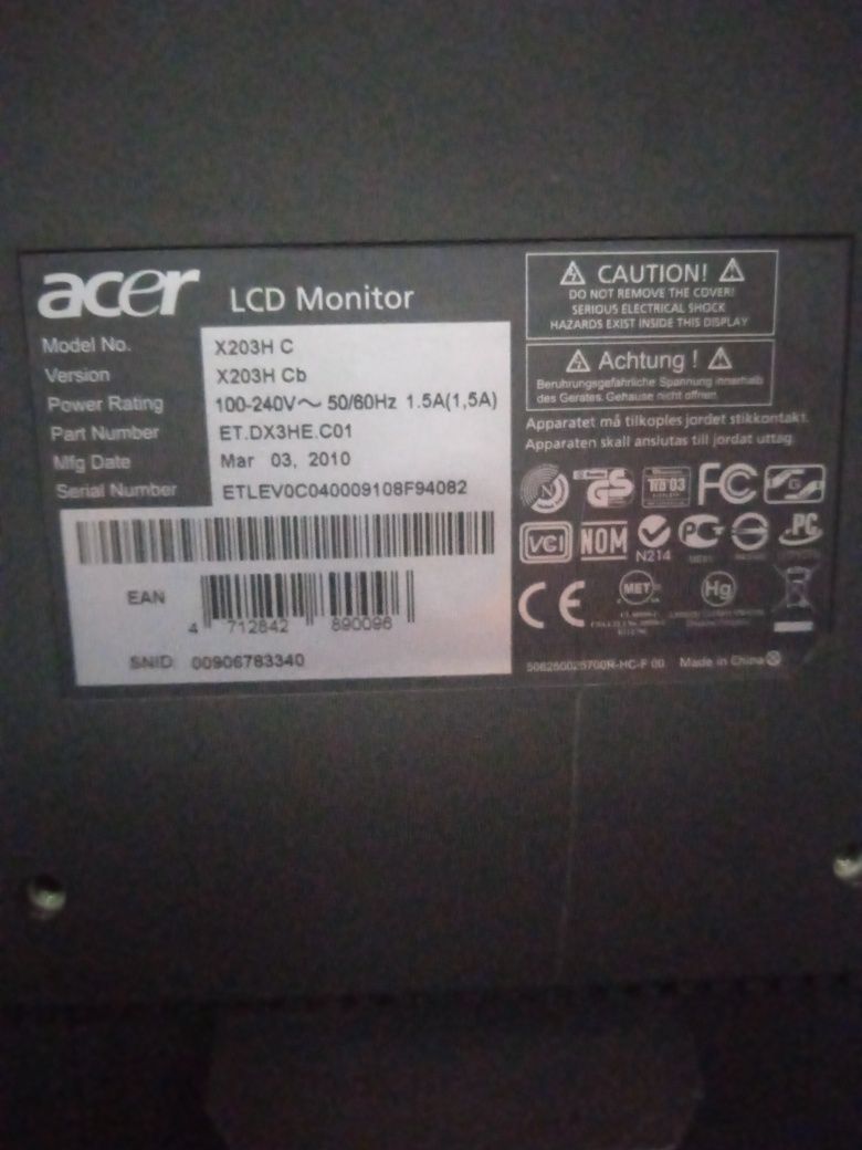 Monitor Acer x203h