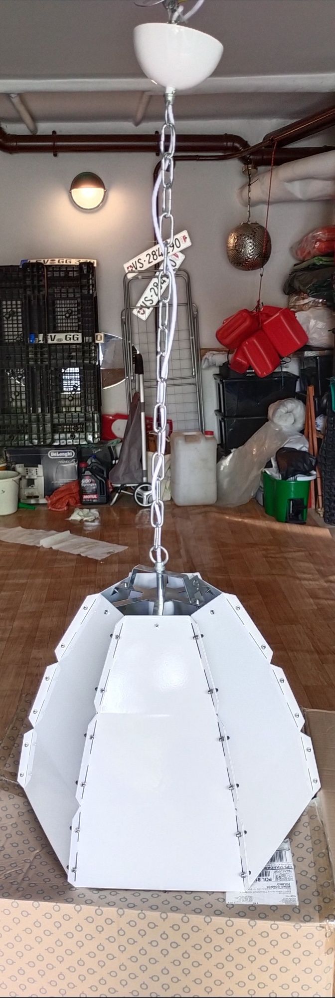 Lampa wisząca metalowa duza  biała loft