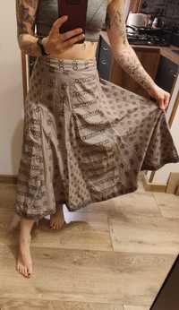 Bawełniana, rozłożysta długa spódnica we wzory,vintage,XL/XXL wymiary