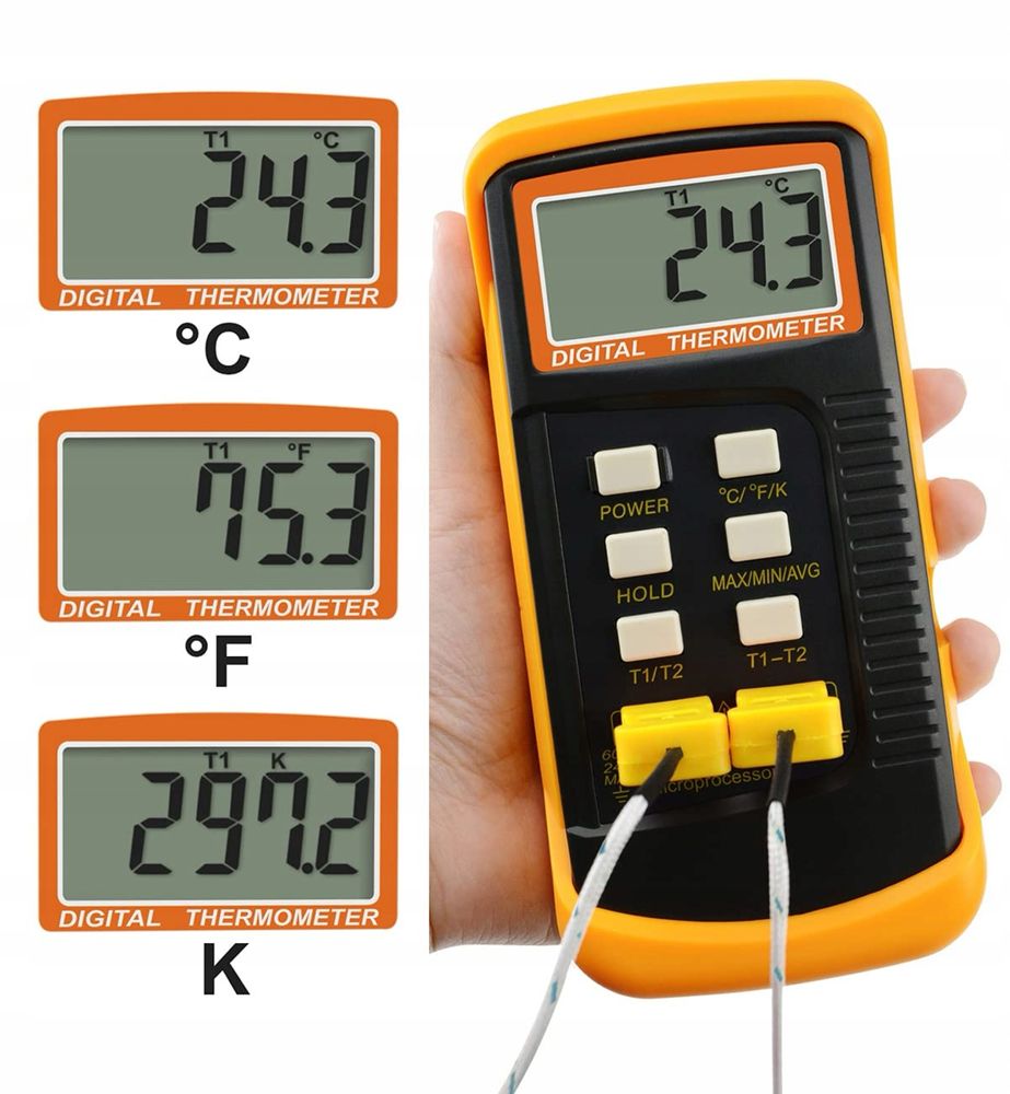 Cyfrowy termometr termoparowy typu K (-50~1300°C) 4 termopary