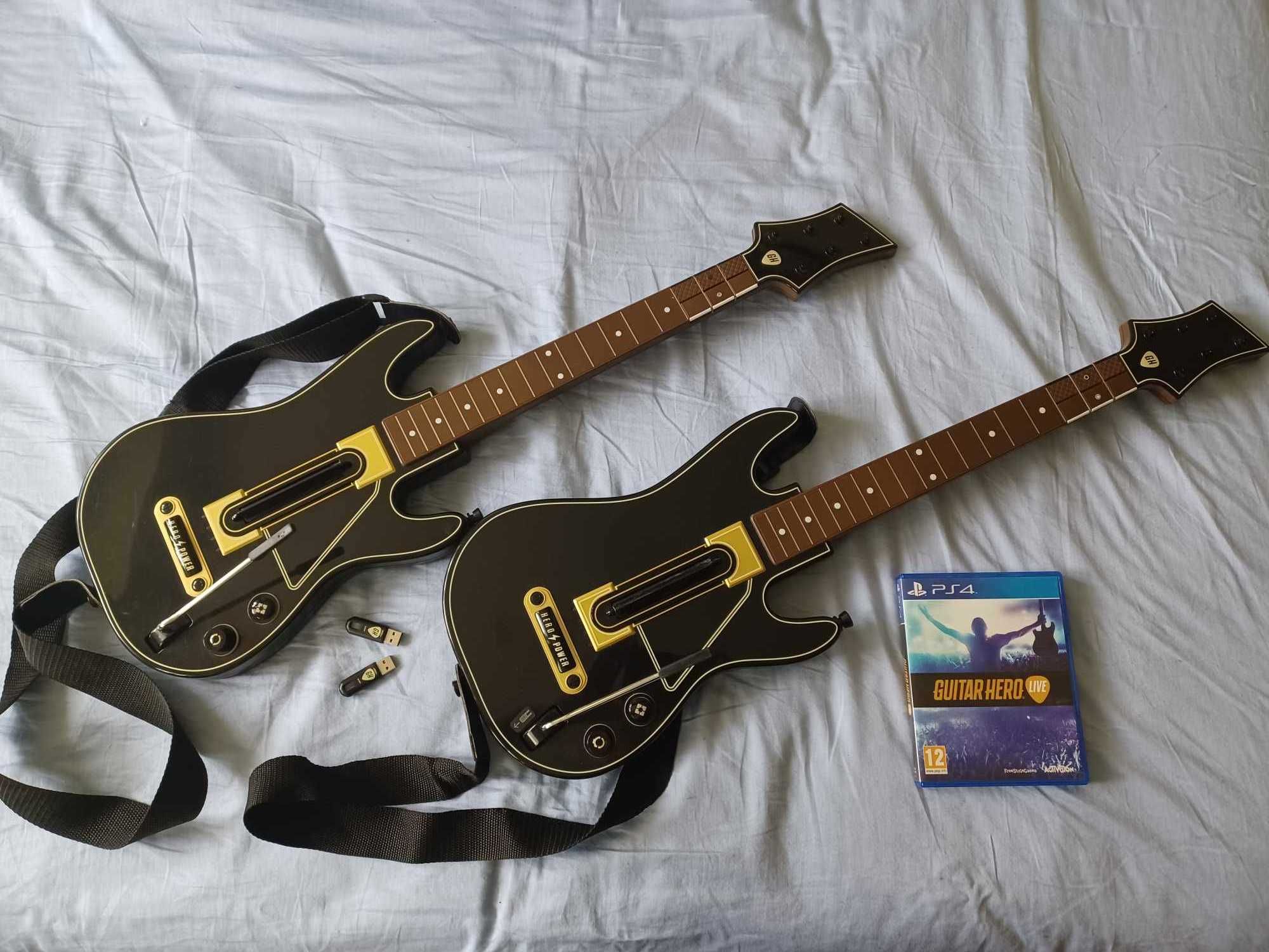 2 gitary z adapterami i gra Guitar Hero Live PS4