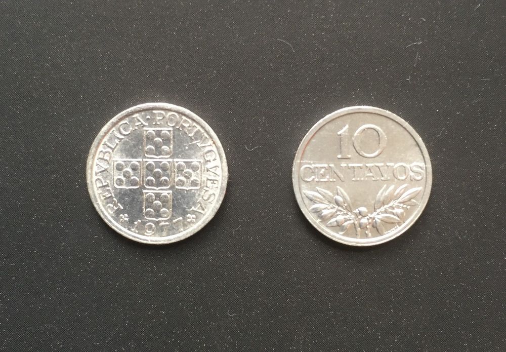 Moedas Portugal 10 centavos em alumínio anos 1971 a 1978
