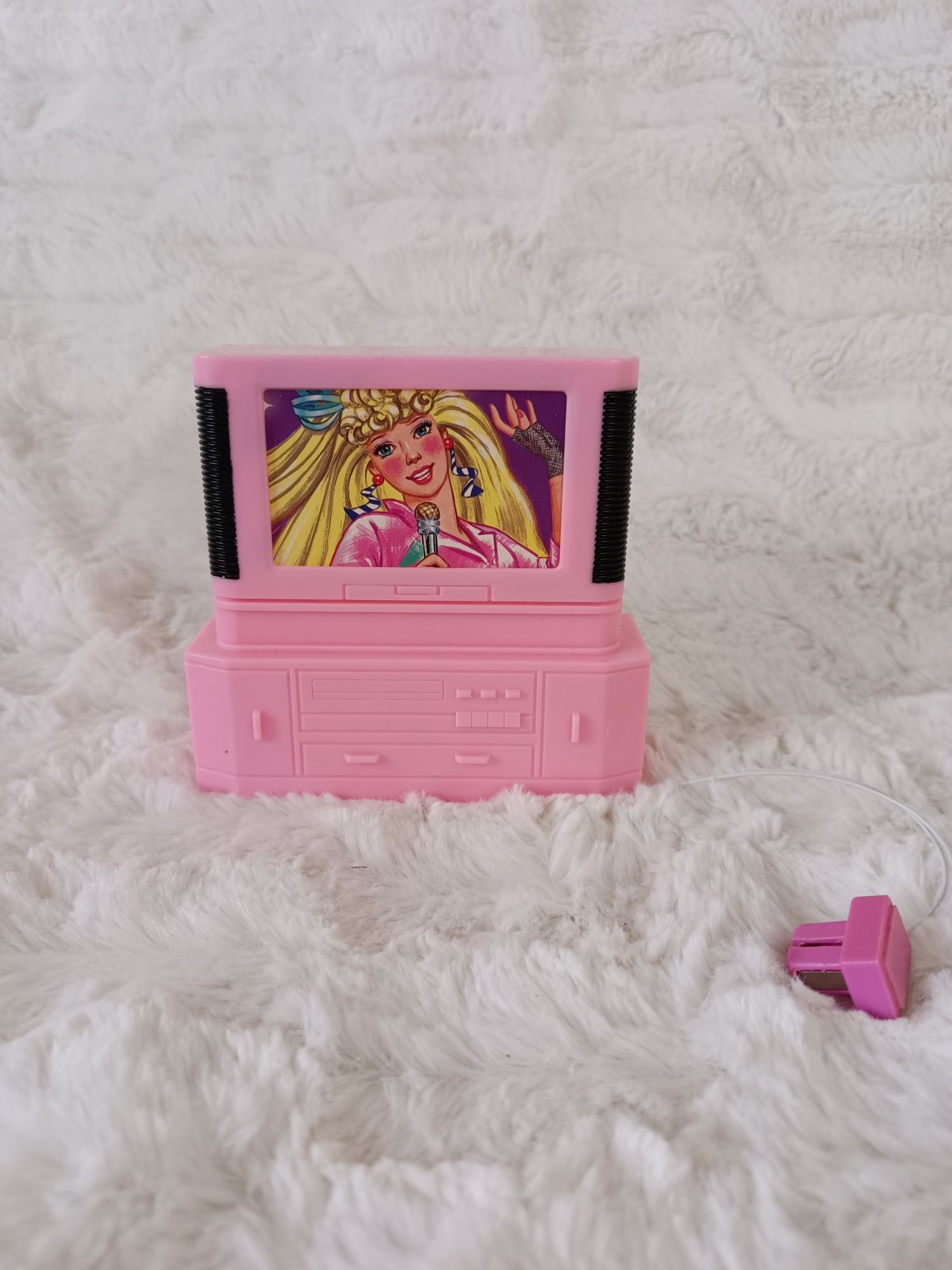 Zestaw mebelków dla lalki Barbie Mattel Simba vintage telewizor 1993