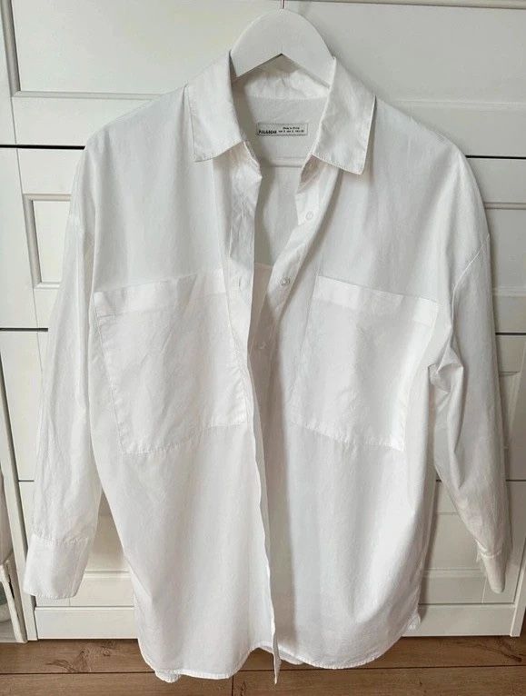 Biała bawełniana koszula oversize S Pull Bear bawełna damska