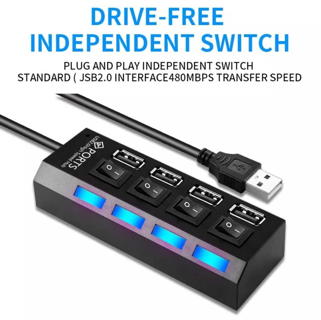 USB 4 Hub сплиттер хаб для ноутбуков с выключателями Новый