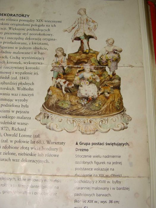 Okazała XIXw.  porcelanowa figura  5- postaciowa . Drezno
