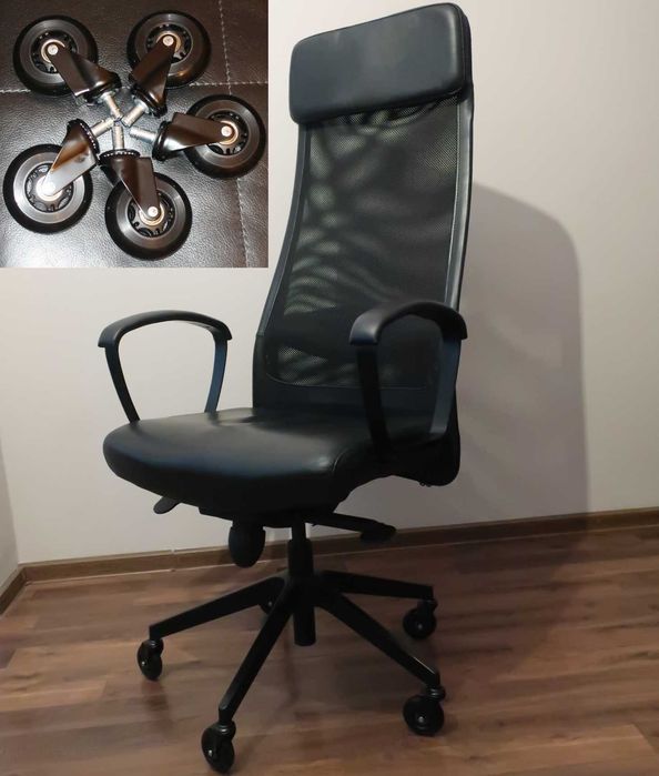 TUNINGOWANE Ikea MARKUS Skórzany SKÓRA obrotowy fotel krzesło biurowe