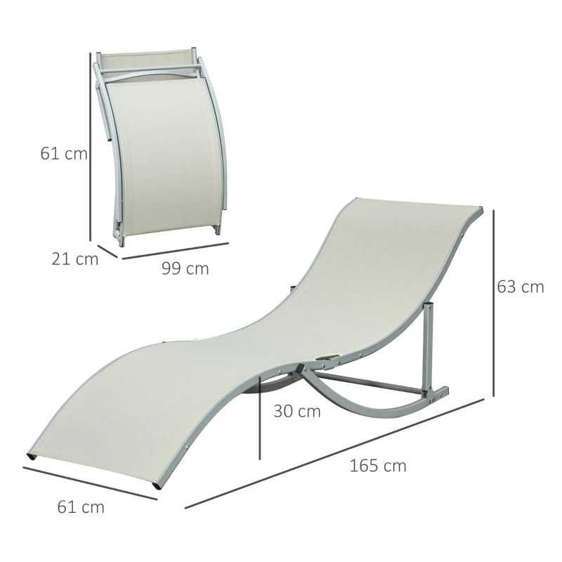 2 espreguiçadeiras ergonómicas dobráveis em forma de S - Bege