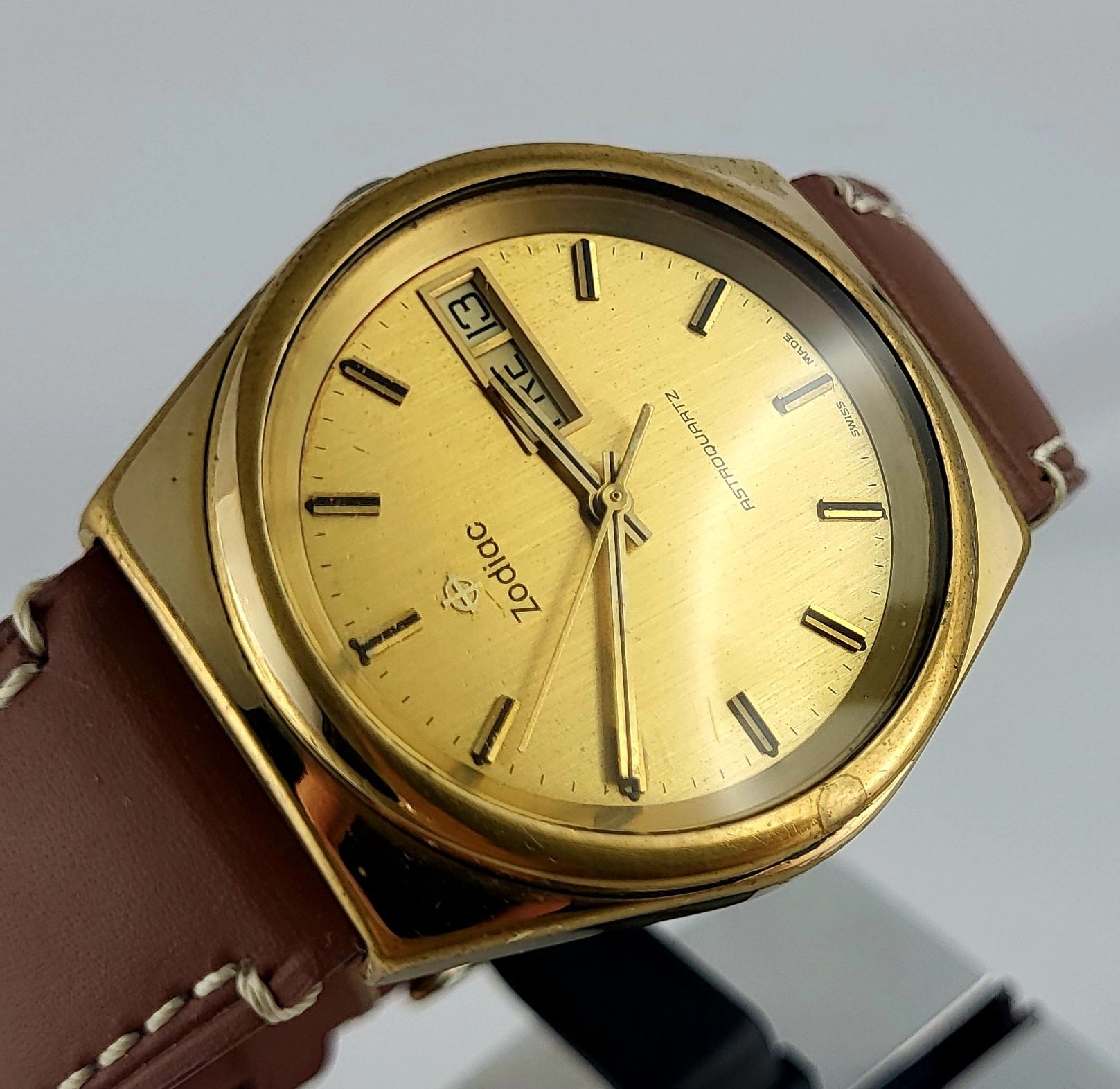 Zegarek męski Zodiac Swiss Astroquartz lata 70te Vintage Unikat XL
