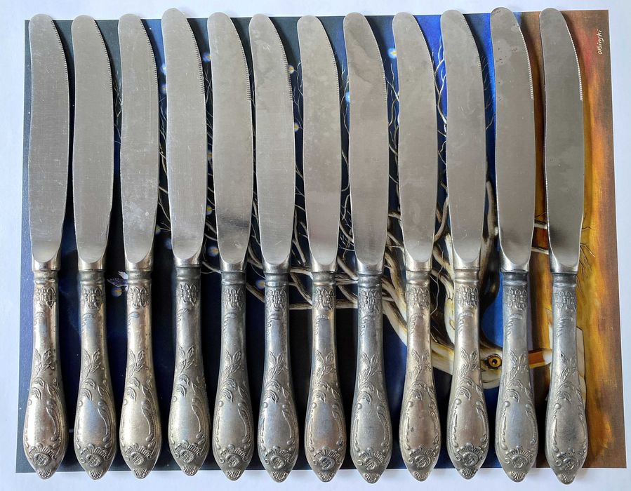 Noże Obiadowe 12 Sztuk - PRL - Nieużywane - Vintage