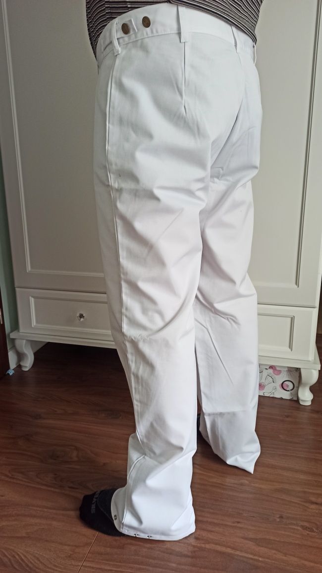 Sg Białe spodnie XL , XXL , spodnie robocze Klopman , lekarz , piekarz