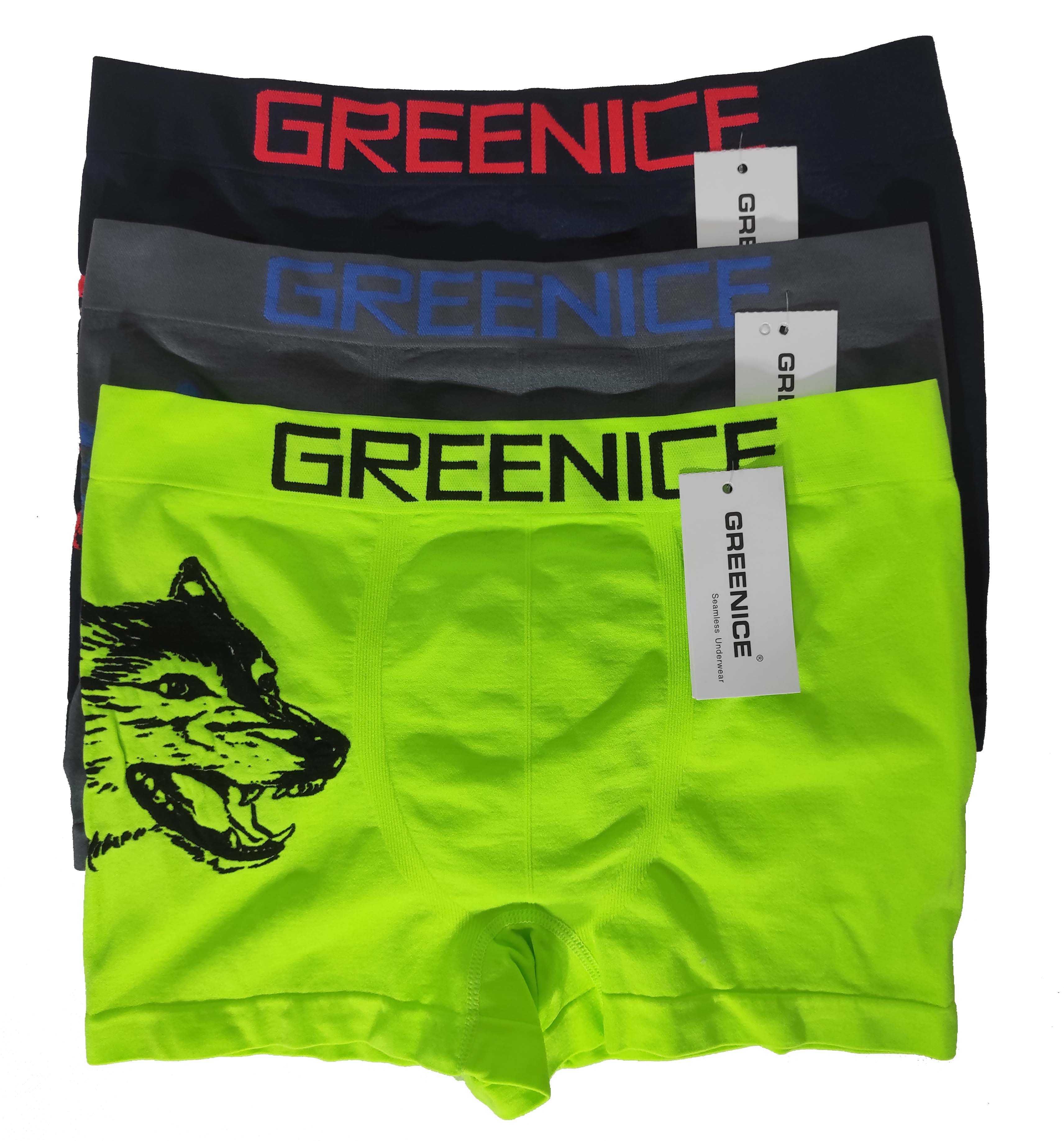 Z64A. 3x Bokserki męskie GREENICE r. XL/XXL majtki bezszwowe WOLF