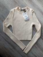 Krótki sweter prążkowany damski Zara rozmiar M nowy