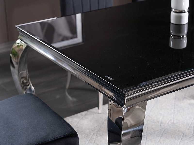 Stół czarny/chrom 150 x 90 cm Glamour