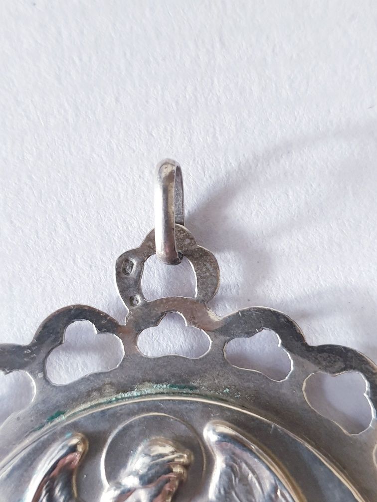 Fantástico grande pendente de Anjo da Guarda em prata portuguesa