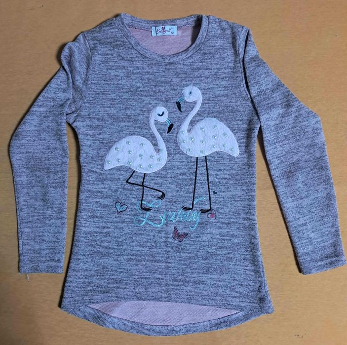 Кофта з аплікацією фламінго для дівчинки