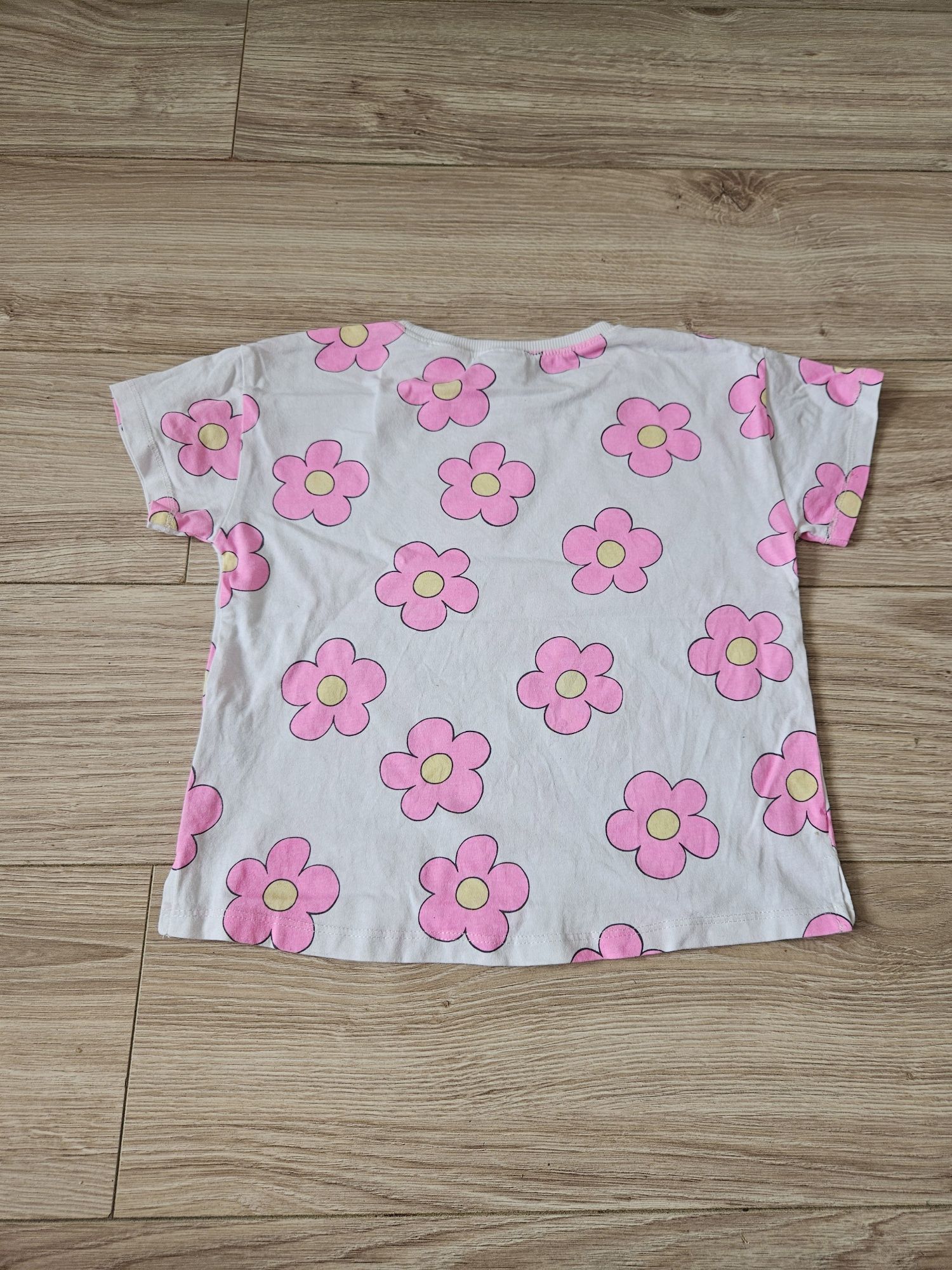Koszulka t-shirt w kwiatki kwiatuszki różowe Zara r104