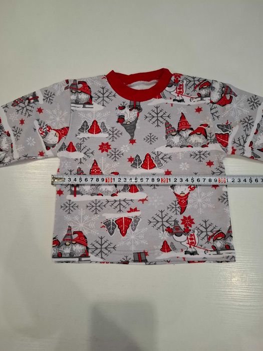 Дитяча тепла новорічна піжама с гномами 98 розмір