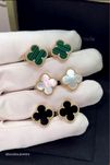 Золотые Серьги в стиле VanCleef Vintage Alhambra