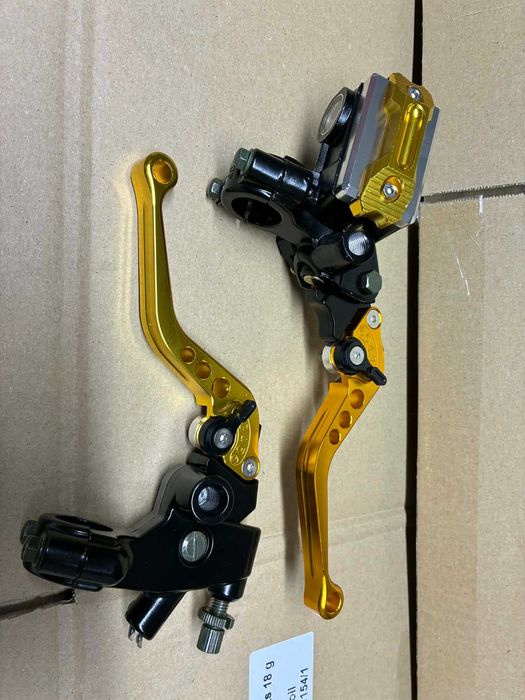 dźwignie klamki hamulca i sprzęgła regulowane złote komplet