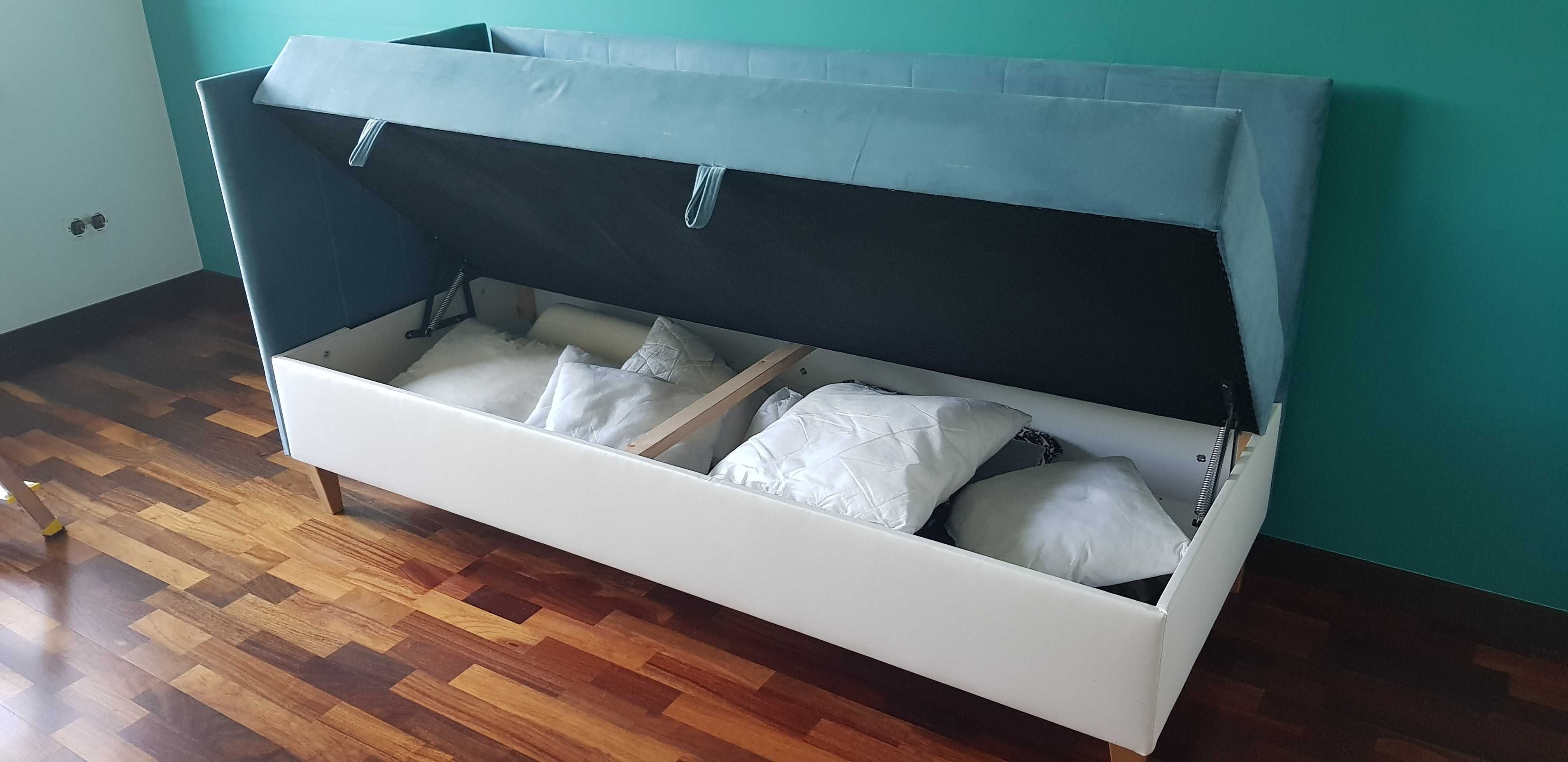 Łóżko tapicerowane 80x200 materac kieszeniowy 2-letnie jak nowe czyste