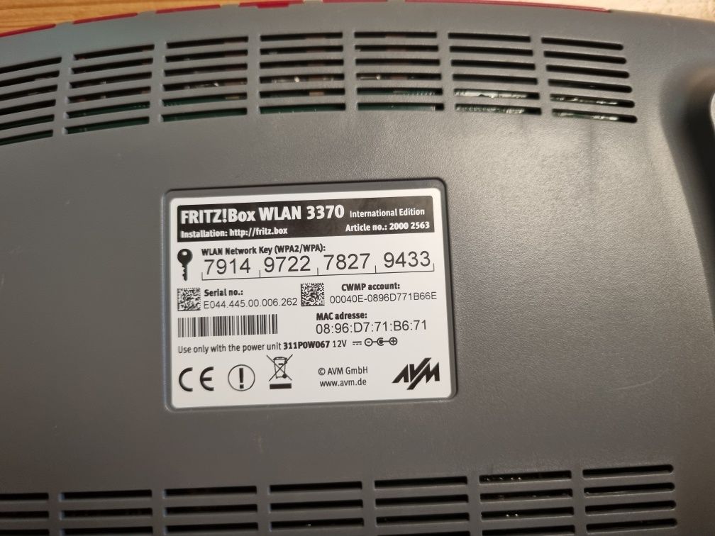 Fritz!Box WLAN 3370 ruter modem ADSL VDSL wersja międzynarodowa