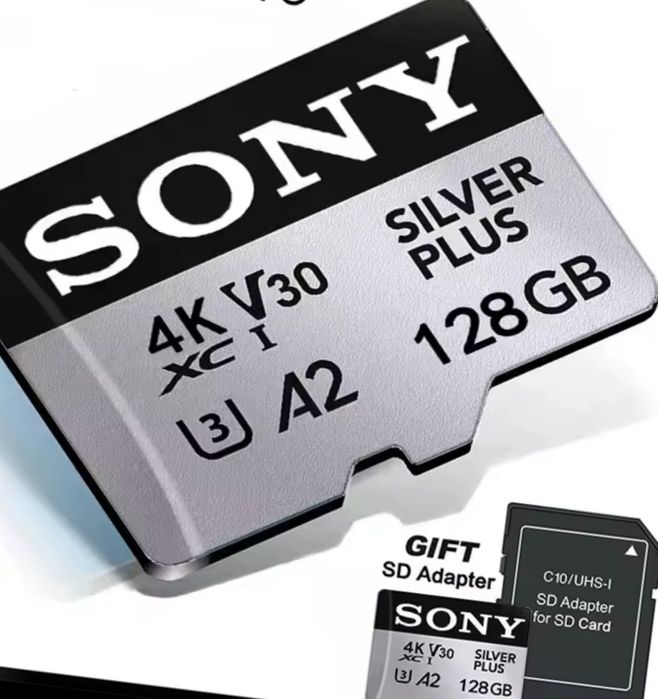 Нові Micro SD карти пам'яті SONY silver plus 64gb./128gb./256gb.