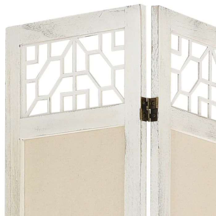 Vidaxl Parawan 4-Panelowy, Kremowy, 140 X 165 Cm, Tkanina