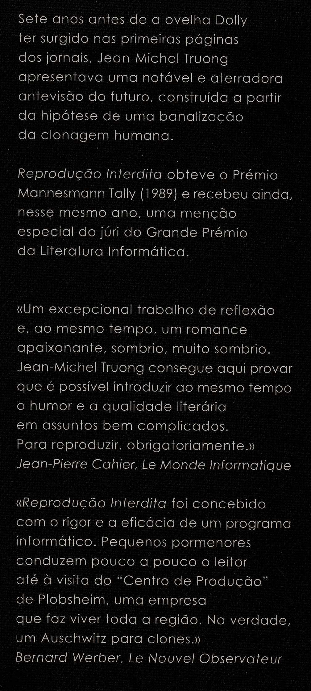 Livro Reprodução Interdita de Jean-Michel Truong [Portes Grátis]