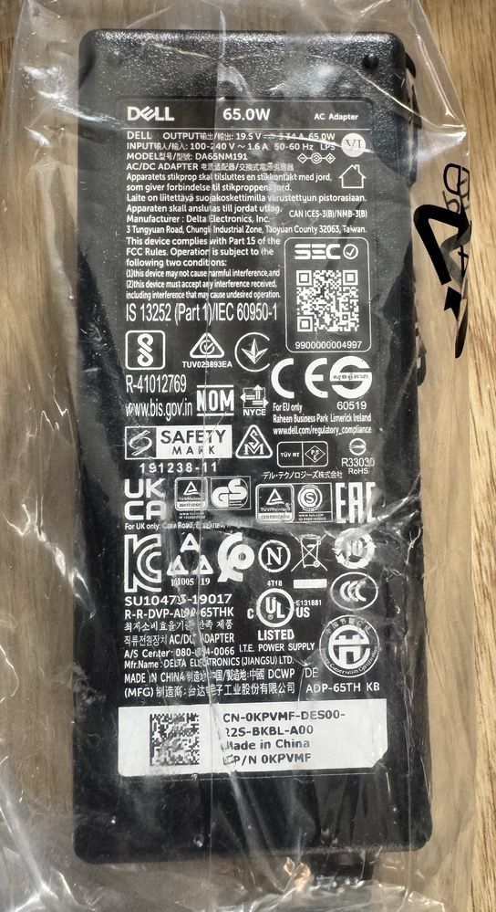 Carregador Original Dell 65W – NOVO | Modelo DA65NM191