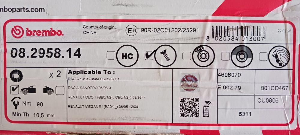 Discos de travão clio, sandero, megane, dacia 1310