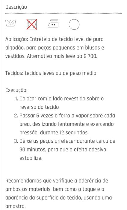 Entretela de tecido - Vlieseline G710