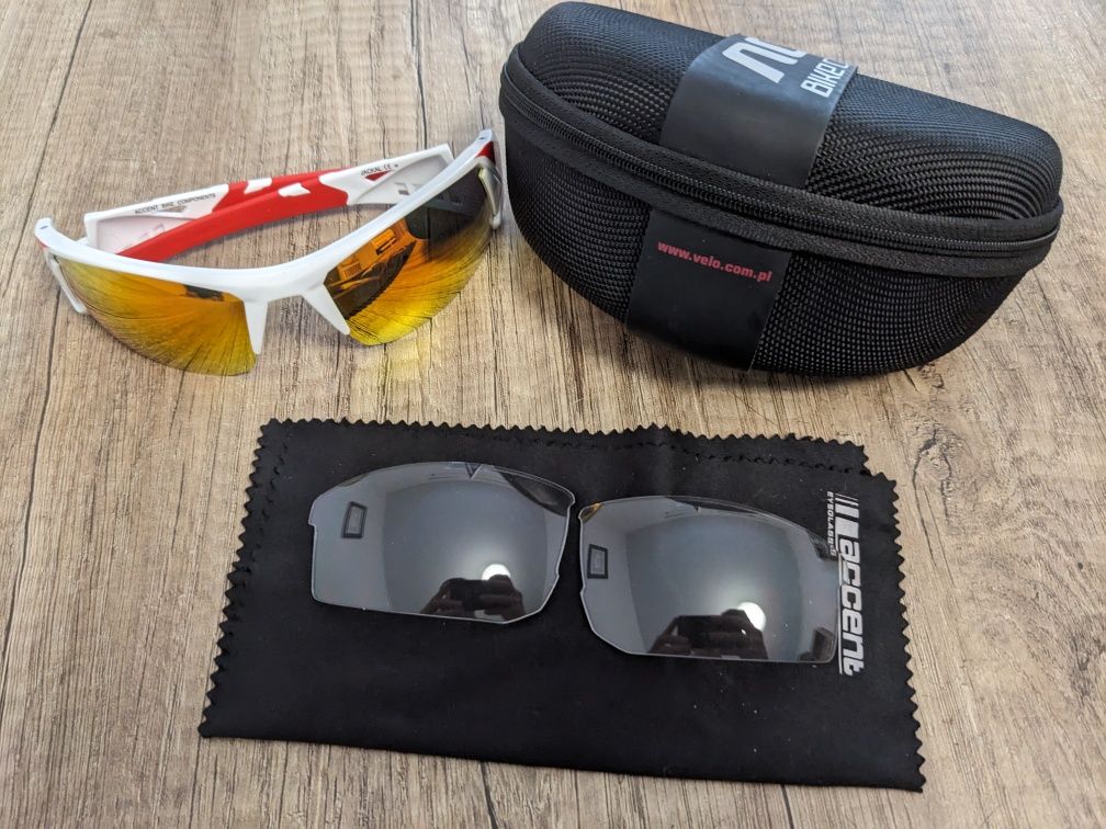 Okulary przeciwsłoneczne na rower Accent Jackal białe UV400